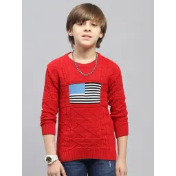 Monte Carlo Boys Red Cotton Self Sweater-picture-17
