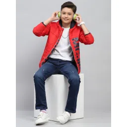 Monte Carlo Boys Red Printed Hooded Neck Nylon Blend Jacket image 5