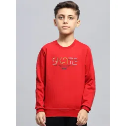 Monte Carlo Boys Red Printed Round Neck Pure Cotton Sweatshirt-picture-29