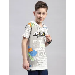 Monte Carlo Boys Typography Printed Cotton Hooded T-shirt image 2