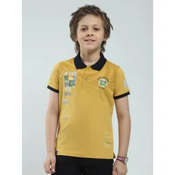 Monte Carlo Boys Typography Printed Polo Collar Regular Fit Casual T-shirt-picture-13