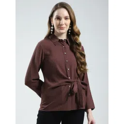 Monte Carlo Brown Cotton Blend Solid Top-picture-18