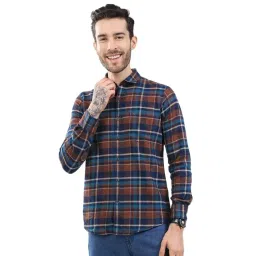 Monte Carlo Brown Cotton Checked Regular Fit Shirt-picture-19