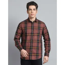 Monte Carlo Brown Cotton Regular Fit Checks Shirt-picture-24