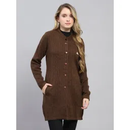 Monte Carlo Brown Regular fit Self Design Coat-picture-26