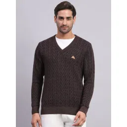 Monte Carlo Brown Regular Fit Self Pattern Pullover-picture-23