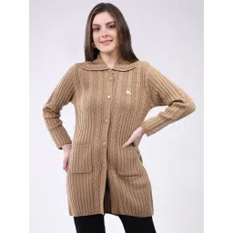 Monte Carlo Brown Wool Regular Cable Knit Cardigan-picture-48