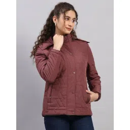 Monte Carlo Burgundy Regular Fit Printed Jacket image 3