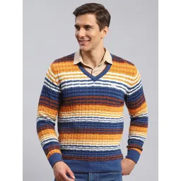 Monte Carlo Cable Knit Striped Woollen Pullover-picture-22