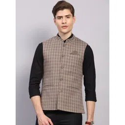 Monte Carlo Checked Mandarin Collar Nehru Jackets-picture-10