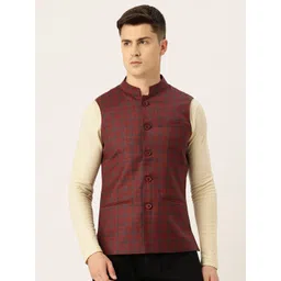 Monte Carlo Checked Pure Wool Nehru Jacket-picture-16