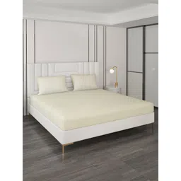 Monte Carlo Cream-Coloured Ethnic Motifs 400 TC King Bedsheet with 2 Pillow Covers-picture-13