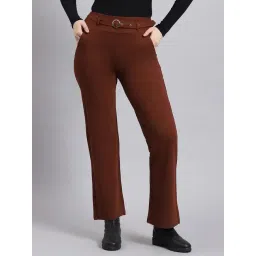 Monte Carlo Dark Brown Regular Fit Mid Rise Trousers-picture-27