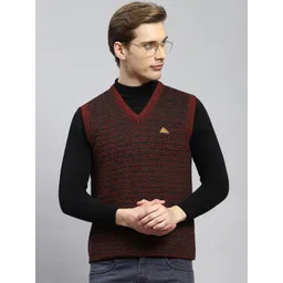 Monte Carlo Geometric Self Design Woollen Sweater Vest-picture-34