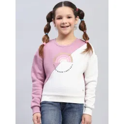 Monte Carlo Girls Mauve & Off White Color Block Full Sleeves Sweatshirt-picture-40