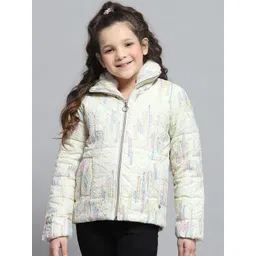 Monte Carlo Girls Mock Collar Self Design Casual Lightweight Padded Jacket-picture-10