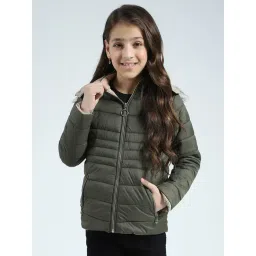 Monte Carlo Girls Olive Solid Detachable Hood Jacket-picture-32
