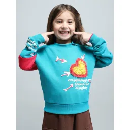 Monte Carlo Girls Teal Printed Round Neck Cotton Blend Sweatshirt-picture-39