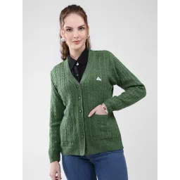 Monte Carlo Green Blend Wool Woven Design Cardigan-picture-12
