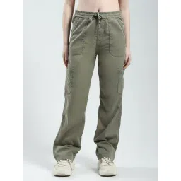 Monte Carlo Green Cotton Blend Solid Cargos-picture-34