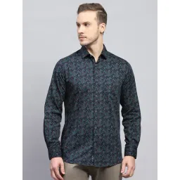 Monte Carlo Green Cotton Slim Fit Printed Shirt-picture-29