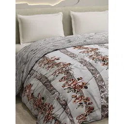 Monte Carlo Grey & Brown Floral AC Room 150 GSM Double Bed Comforter-picture-36