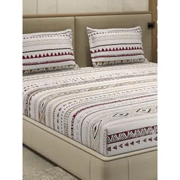 Monte Carlo Grey & Brown Printed Cotton 210 TC Queen Bedsheet Set 2.24 m x 2.54 m-picture-25