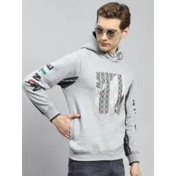 Monte Carlo Grey Cotton Regular Fit Printed Hooded Sweatshirt-picture-41