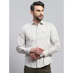 Monte Carlo Grey Cotton Regular Fit Printed Shirt-picture-43
