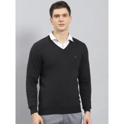 Monte Carlo Grey Pure Wool Regular Fit Solid Pullover-picture-42
