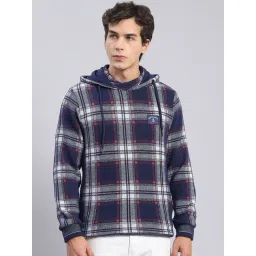 Monte Carlo Grey Regular Fit Checks Hooded Sweatshirt-picture-30