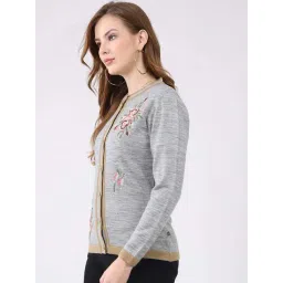 Monte Carlo Grey Regular Fit Printed Cardigan image 3