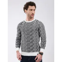 Monte Carlo Grey Woven Design Regular Fit Pullover-picture-36