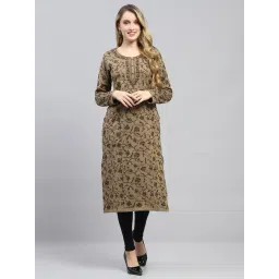 Monte Carlo Khaki Regular fit Woven Design Kurta-picture-19