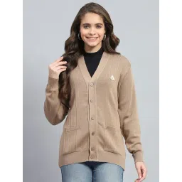 Monte Carlo Khaki Wool Blend Solid Cardigan-picture-17