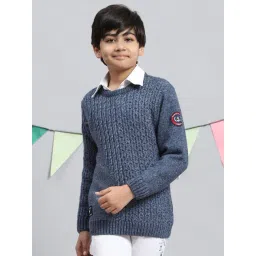 Monte Carlo Kids Blue Self Design Full Sleeves Sweater-picture-33
