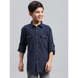 Monte Carlo Kids Blue Striped Full Sleeves Shirt-picture-38