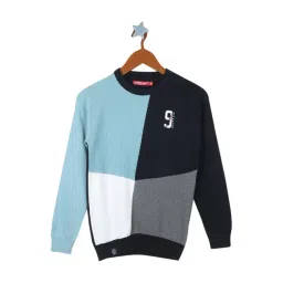 Monte Carlo Kids Navy & Grey Cotton Color Block Full Sleeves Pullover-picture-44