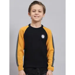 Monte Carlo Kids Navy & Mustard Solid Full Sleeves Sweater-picture-46