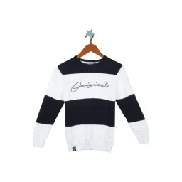 Monte Carlo Kids Navy & White Cotton Color Block Pattern Pullover-picture-38