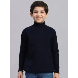 Monte Carlo Kids Navy Self Design Full Sleeves Sweater-picture-17