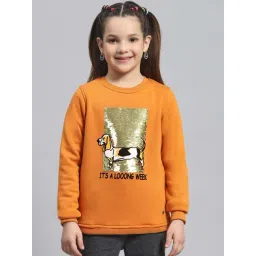 Monte Carlo Kids Orange Embellished Full Sleeves Sweatshirt-picture-37