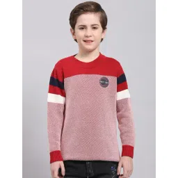 Monte Carlo Kids Red Self Design Full Sleeves Sweater-picture-14