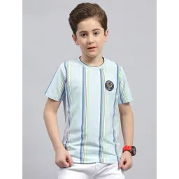 Monte Carlo Kids Sky Blue Striped T-Shirt-picture-27