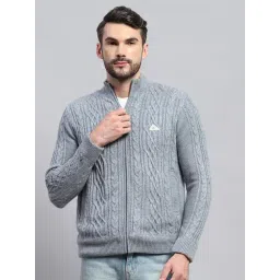 Monte Carlo Light Grey Wool Blend Regular Fit Self Design Jacket-picture-21