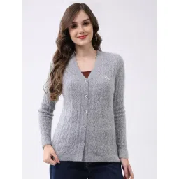 Monte Carlo Light Grey Woven Design Cardigan-picture-26