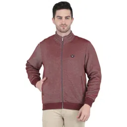 Monte Carlo Maroon Regular Fit Mock Collar Jacket-picture-28
