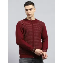 Monte Carlo Maroon Regular Fit Self Pattern Pullover-picture-29