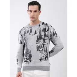 Monte Carlo Men Abstract Printed Round Neck Full Sleeves Pullover-picture-41