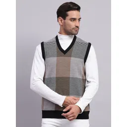 Monte Carlo Men Checked Woollen Sweater Vest-image-20